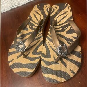 Brighton flip-flops size 9 10 L Large alligator Zuma shoes